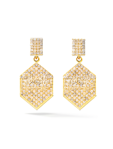 Orecchini Pendenti Geometrici Placcati in Oro 22k con Cristalli e Strass, Gioielli da Sposa per Donne - Product Image 1