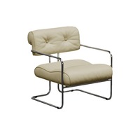 Fauteuil d'appoint moderne en cuir avec structure en acier inoxydable chromé, design italien pour salon et bureau