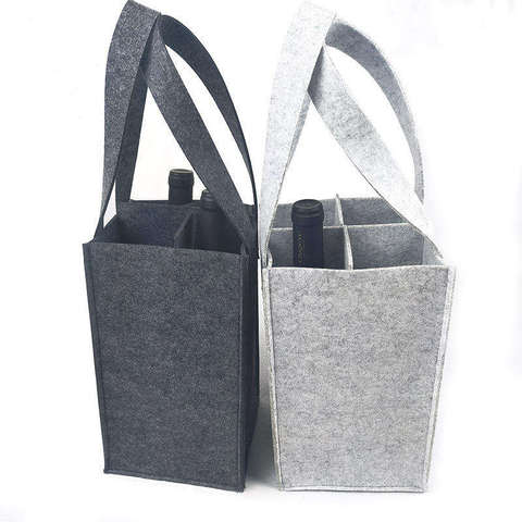 OEM Custom Portable Durable Red 6-Pack Wine Bottle Individual Felt Wine Bags with Your Logo Wijn Draagtas for Wine Tote 6 Pack