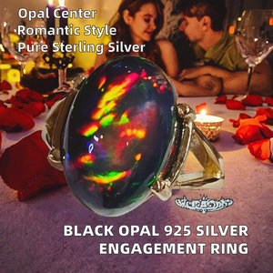 Black <b>Opal</b> <b>Ring</b> Solid 925 Sterling Silver Romantic Gift Unique Design Women Engagement Wedding Band Party Jewelry Wholesale Bulk - Product Image 2