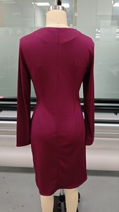 ชุดเดรสมิดิแขนยาวคอวีรัดรูปสำหรับผู้หญิง - ชุดเดรสค็อกเทลทางการที่หรูหราแฟชั่น - Product Image 6