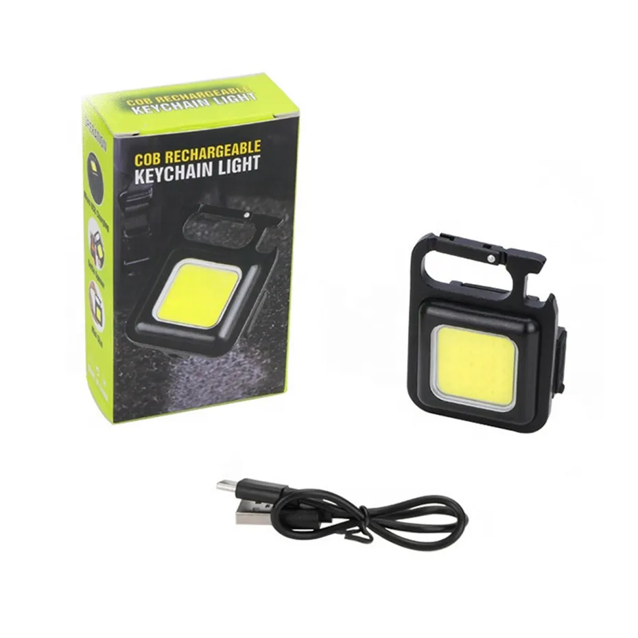 NOUVEAU Rechargeable 4 modes d'éclairage petit porte-clés led Mini lampe de poche cob avec ouvre-bouteille, base magnétique, mini linterna