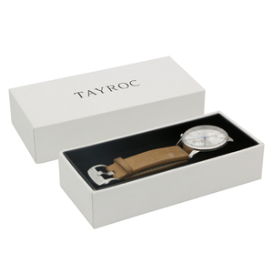 High Quality Cardboard Rectangle Black Luxury Paper Watch Packaging Box Paper Empty Ribbon Watch Gift Box For Men