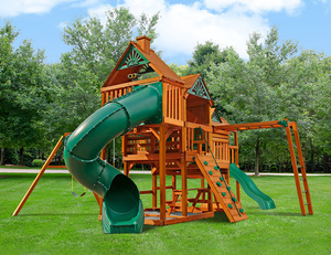 Trẻ em của sân chơi ngoài trời thiết bị nhà gỗ với Swing và trượt cho trẻ em - Product Image 5