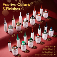 Missgel Kit de vernis gel solide effet œil de chat pailleté Noël 12 couleurs avec gel de construction et strass sans HEMA sans TPO