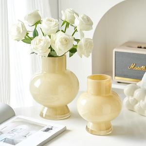 M Cream Style <span class=keywords><strong>Fenton</strong></span> Jarrón medieval Vidrio de alto grado Luz Flor de lujo Adorno decorativo francés Estilo Ins Florero de terrario - Product Image 3