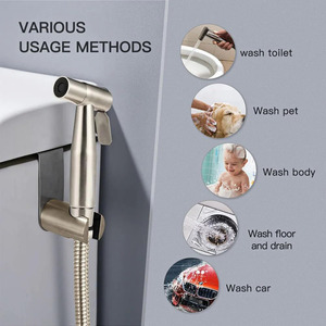 Pistolet de toilette horizontal en acier inoxydable, design moderne, écologique, avec contrôle du débit d'eau, pour pulvérisateur de couches et de bidet - Product Image 4