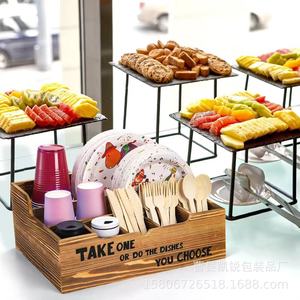 Caja de almacenamiento de vajilla de madera para platos, tazas y utensilios de fiesta, cumpleaños, uso doméstico, para llevar o para lavar platos, a tu elección - Product Image 3