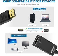 Câble adaptateur DP vers HDMI, convertisseur de port DP vers HDMI HDTV, mâle vers femelle, 1080P 4K pour projecteurs HDTV, écrans PC