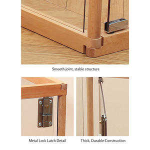 Panneaux modulaires transparents réglables en acrylique PET Clôture pour chien en bois de hêtre, parc intérieur réglable de haute qualité pour animaux de compagnie avec porte - Product Image 5