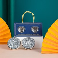 Ensemble de bols japonais en céramique bleue de la série Cœur, résistants aux micro-ondes, design minimaliste motif fleur de cerisier, pour usage hôtelier, coffret cadeau