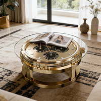Table basse au design créatif de montre-bracelet, banc à thé circulaire en fibre de verre robuste, mobilier de réception de salon original