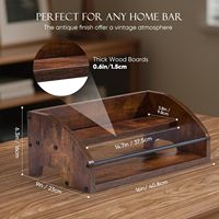 Organisateur de bar à vin en bois personnalisé avec porte-gobelets, support pour 3 bouteilles, rangement pour bouchons de bouteilles, plateau de rangement de bureau, vente en gros