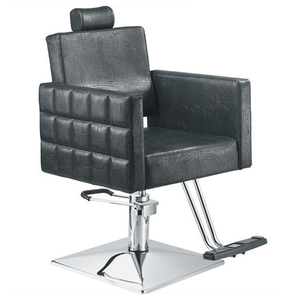 Chaise de salon de beauté en cuir synthétique noir avec base chromée Appui-tête inclinable durable pour la coupe de cheveux Tatouage des sourcils - Product Image 6