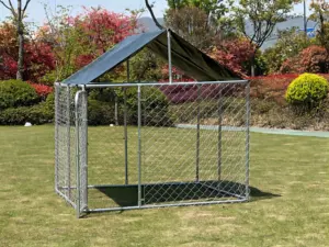 2x2x2M Chain Link Metal Dog Kennel Pet Play Pen With Removable Roof Dog Cage Run