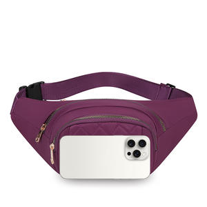 Sac de poitrine violet pour femmes avec plusieurs poches, fermeture éclair résistante à l'eau, sac de taille décontracté pour un usage quotidien - Product Image 4