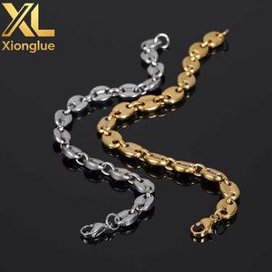 Colour Preserved Genuine 18k <b>Gold</b> Plated Stainless Steel Tension Set Coffee Bean Pig Nose <b>Button</b> Hip Hop Unisex Daily Necklace - Product Image 3