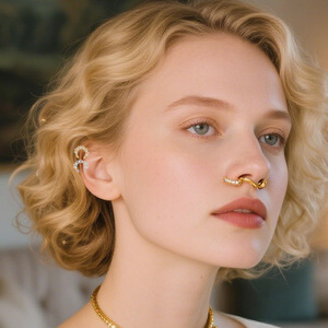 Anneau de nez en titane F136, design flocon de neige en zircone, boucles d'oreilles septum, bijoux de piercing tendance - Product Image 2