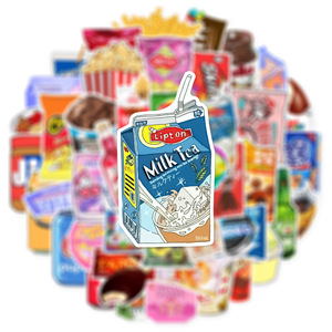50 autocollants vintage en PVC pour aliments, étiquettes de boissons, autocollants mignons de dessins animés pour collations, pour la décoration des fêtes - Product Image 5