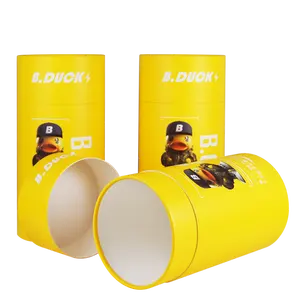 Little Yellow Duck Customized Biodegradable Clothes Packaging Paper Tubes Sealed Moisture-proof Packaging Paper Cans