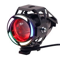 Vente chaude 2019, phares antibrouillard LED pour moto 10W DC 12V-85V, yeux d'ange U7, 5 couleurs clignotantes, phare de moto en aluminium