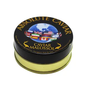 Factory wholesale custom metal tin exquisite printed high quality food grade tinplate caviar golden metal tin box packaging