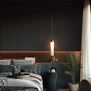 Panel de pared de rejilla para decoración de interiores con diseño de grano de madera 3D y revestimiento de Panel de pared estriado WPC compuesto de plástico y madera - Product Image 4