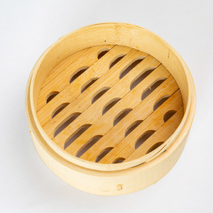 Vaporera de Bambú Natural para <span class=keywords><strong>Dim</strong></span> <span class=keywords><strong>Sum</strong></span> y Dumplings, de 2 Niveles con Tapa, Cesta de Vapor de Bambú Ecológica de Grado Alimenticio para Restaurante - Product Image 1