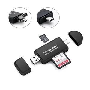 YC320 Type C / micro / USB 3 In 1 Universal folding Multifunction TF / SD Card Reader for Computer