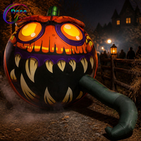 Lanterne Jack O'Lantern gonflable sur le thème d'Halloween avec queue en lierre vert pour décoration de maison hantée