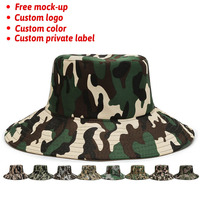 Topi Pria Kamuflase untuk Perjalanan Luar Ruangan, Pelindung Sinar Matahari, Topi Memancing Bertepi Lebar, Topi Bucket Camo untuk Berkemah dengan Tali Pengikat