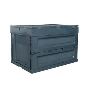 Серая складная коробка для пищевых продуктов с крышкой, промышленные складные пластиковые ящики с крышкой