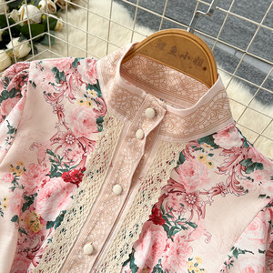 Abito da <span class=keywords><strong>Donna</strong></span> Stile Francese Vintage con Stampa Floreale, Maniche Lunghe, Vita Definita, Linea ad A, Abito da Vacanza, Moda Femminile - Product Image 5