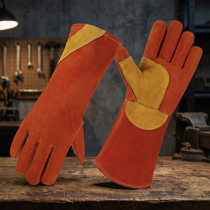 Guantes de Soldadura de Cuero Vacuno Resistentes al Calor y al Fuego, Certificados ANSI CE EN388, Duraderos, Suaves y Cómodos, Libres de Látex - Product Image 4