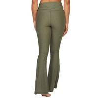 Pantalon de yoga évasé pour femme, taille pliable, froncé avec poches latérales, doux, extensible, pour l'entraînement et le fitness – Grande Vente