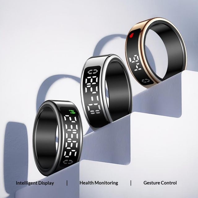 Smart Ring Display Touch Screen Heart Rate Monitor Sleep Tracking IOS/Android Compatible Charging Stand Wearable