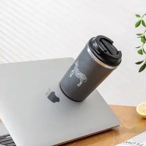 Tumbler kopi Stainless Steel, Tumbler kopi anti tumpah, baja anti karat 350ml 500ml, dapat digunakan kembali, dengan dasar cangkir hisap