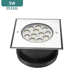 Spot lumineux LED encastrable dans le sol, imperméable conforme à la norme IP68, éclairage d'extérieur, forme carrée, 3/5/9/18W, 10 unités