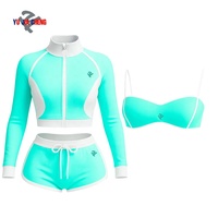 Vêtements de sport, haut de yoga à blocs de couleur zippé, soutien-gorge de sport, ensemble de survêtement 3 pièces, short, combinaison pour femmes, tenue de sport pour femmes, vêtements de sport