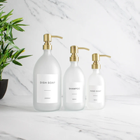 Flacon de lotion cosmétique de luxe en verre givré 30ml/50ml/100ml/400ml vide avec pompe et bouchon à vis, sérigraphie, écologique et recyclable