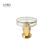 Mesa Redonda de Cristal Dorado para Bodas, con Cubierta de Vidrio Templado y Base de Acero Inoxidable, para Fiestas y Banquetes