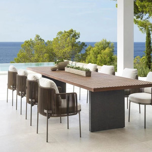 Meubles en teck de <span class=keywords><strong>balcon</strong></span>, meubles de patio en teck d'extérieur, jardin en teck moderne avec chaise en aluminium, ensemble de table à manger - Product Image 1