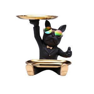 Plateau de <span class=keywords><strong>service</strong></span> en polyrésine fait à la main, peint à la main, motif animal, bouledogue, pour la décoration de la maison - Product Image 6