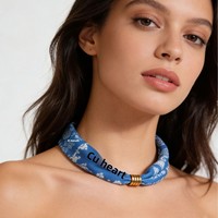 Collier Écharpe Paisley d'Été, Design Original, Perles Entretoises en Acier Inoxydable Plaqué Or 18K, Style Océan, Chaîne de Cou pour Femme