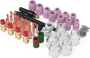 عدسة غاز قصيرة لشعلة لحام تيج من يوويلد # طقم 12 كوب زجاجي من البيركس للاستخدام في اللحام، متوافق مع WP-17/18/26 - Product Image 2