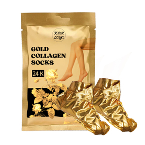 Calzini Maschera Piedi Personalizzabili con Etichetta, Calzini al Collagene Dorato 24k per <span class=keywords><strong>Pedicure</strong></span> <span class=keywords><strong>Spa</strong></span> - Product Image 2