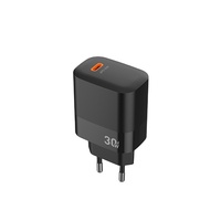 Cargador Rápido de 30W PD QC2.0 con Enchufe Europeo Tipo-C, Cargador de Pared Compacto de Viaje, Adaptador de Corriente USB de Carga Rápida para Dispositivos Móviles, 5V 9V 12V