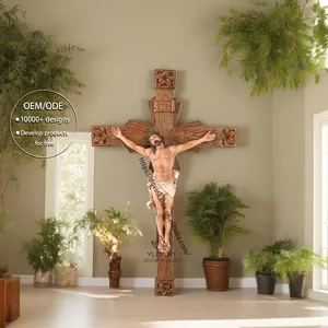 Fábrica de atacado estátuas religiosas católicas resina cristã decorativa cruz jesus imagem do crucifixo católico