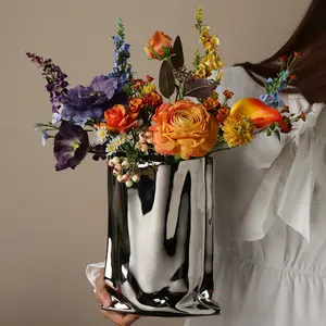 Vaso de flores de cerâmica galvanizado, vaso de flores para casa, estilo europeu, decoração criativa