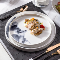Shengjing – vaisselle en porcelaine ronde avec encre d'impression, assiette en céramique pour Banquet de mariage, vente en gros